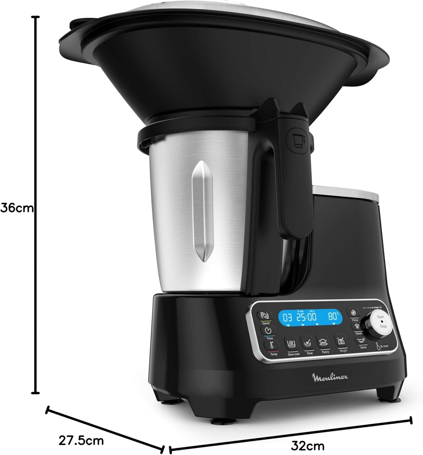 Moulinex Clickchef Robot Cuiseur vapeur multifonction compact, 3,6 L, 1400 W, 5 programmes, 32 fonctions MCR854